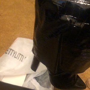 Black Croc Patent Over the Knee Boot